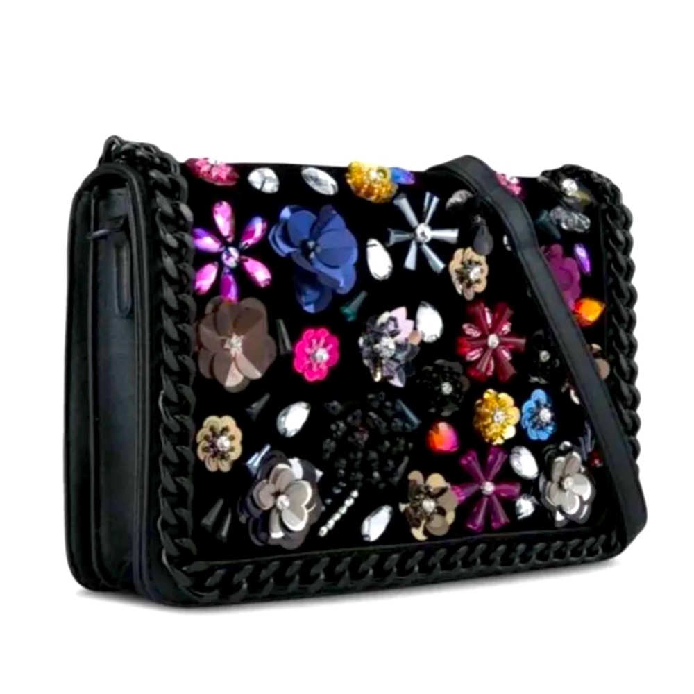 Aldo Sequin Embellishment Shoulder
messenger Crossbody Black Handbag NWOT